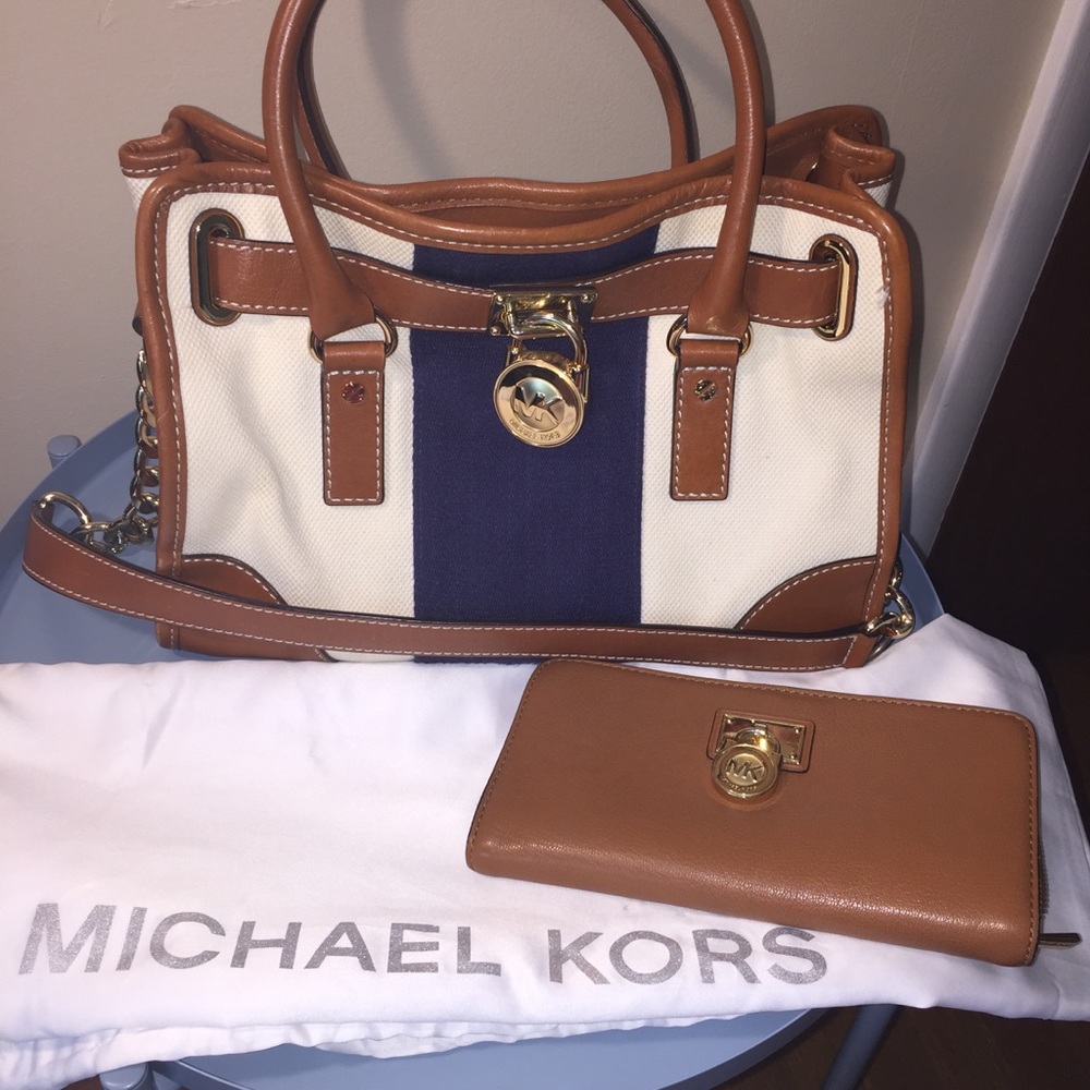 michael kors hamilton cloth bag and wallet set